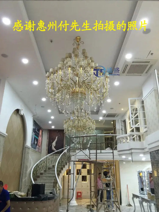 Luxury hotel wedding hall crystal chandelier European living room dining room lamps Villa atmospheric duplex Hall