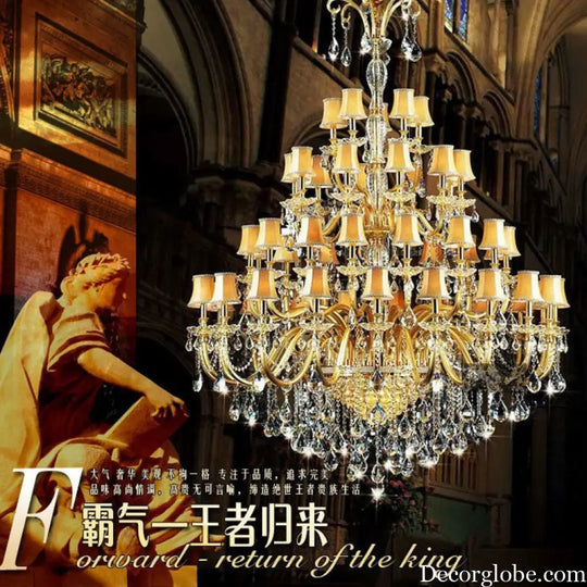 Luxury hotel wedding hall crystal chandelier European living room dining room lamps Villa atmospheric duplex Hall