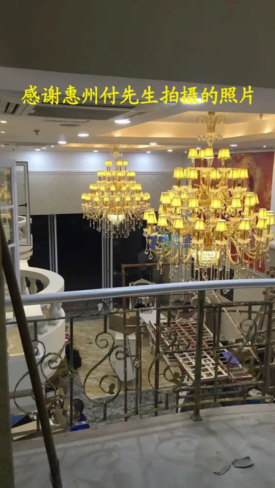 Luxury hotel wedding hall crystal chandelier European living room dining room lamps Villa atmospheric duplex Hall