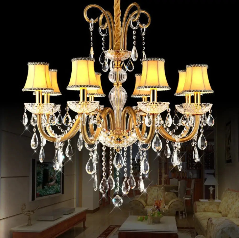 Luxury hotel wedding hall crystal chandelier European living room dining room lamps Villa atmospheric duplex Hall