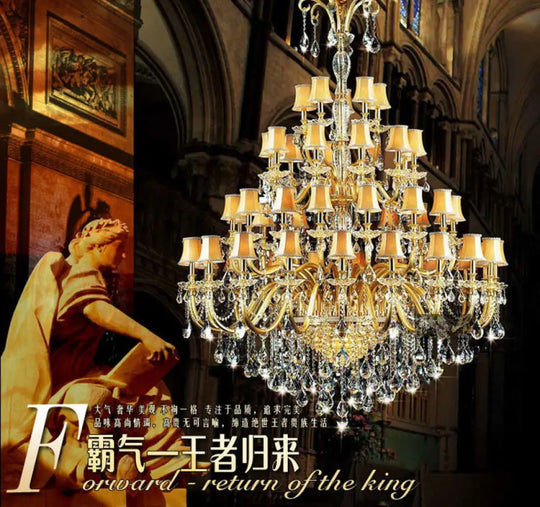 Luxury hotel wedding hall crystal chandelier European living room dining room lamps Villa atmospheric duplex Hall