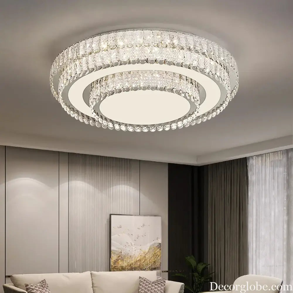 Light Luxury Crystal LED Ceiling Lamp High-end Home Decor for Bedroom Living Room Post-modern Minimalist Lamparas