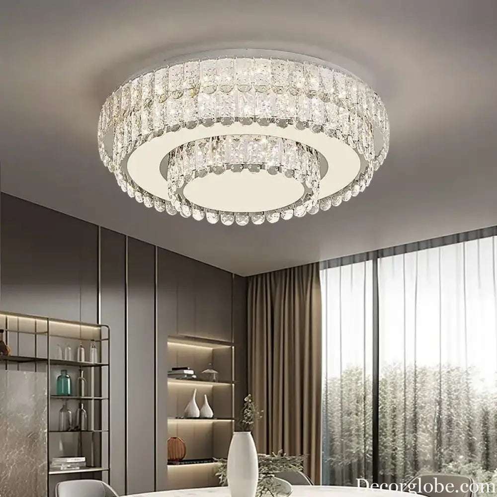 Light Luxury Crystal LED Ceiling Lamp High-end Home Decor for Bedroom Living Room Post-modern Minimalist Lamparas