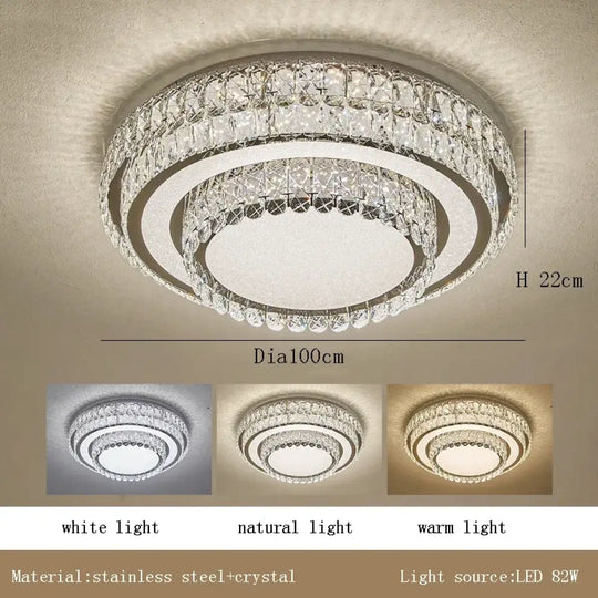 Light Luxury Crystal LED Ceiling Lamp High-end Home Decor for Bedroom Living Room Post-modern Minimalist Lamparas
