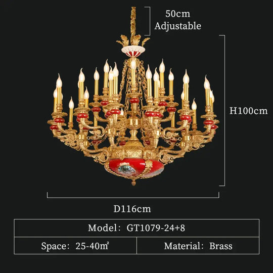 VALÉRIN European Baroque Copper &amp; Ceramic Chandelier 32lights D116 H100cm Chandelier