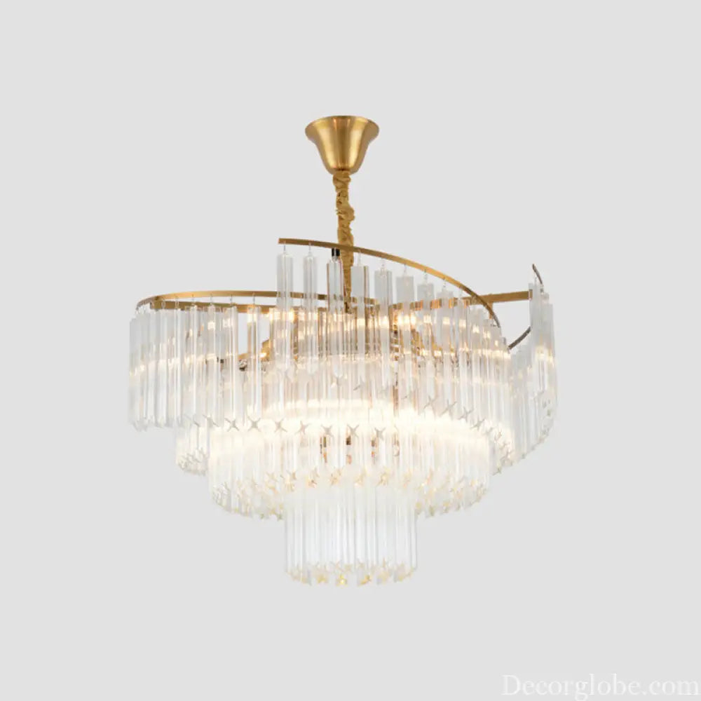 Vanessa Elegance Meets Sparkling Brilliance: The Clear Crystal Postmodern Gold Chandelier - DecorGlobe