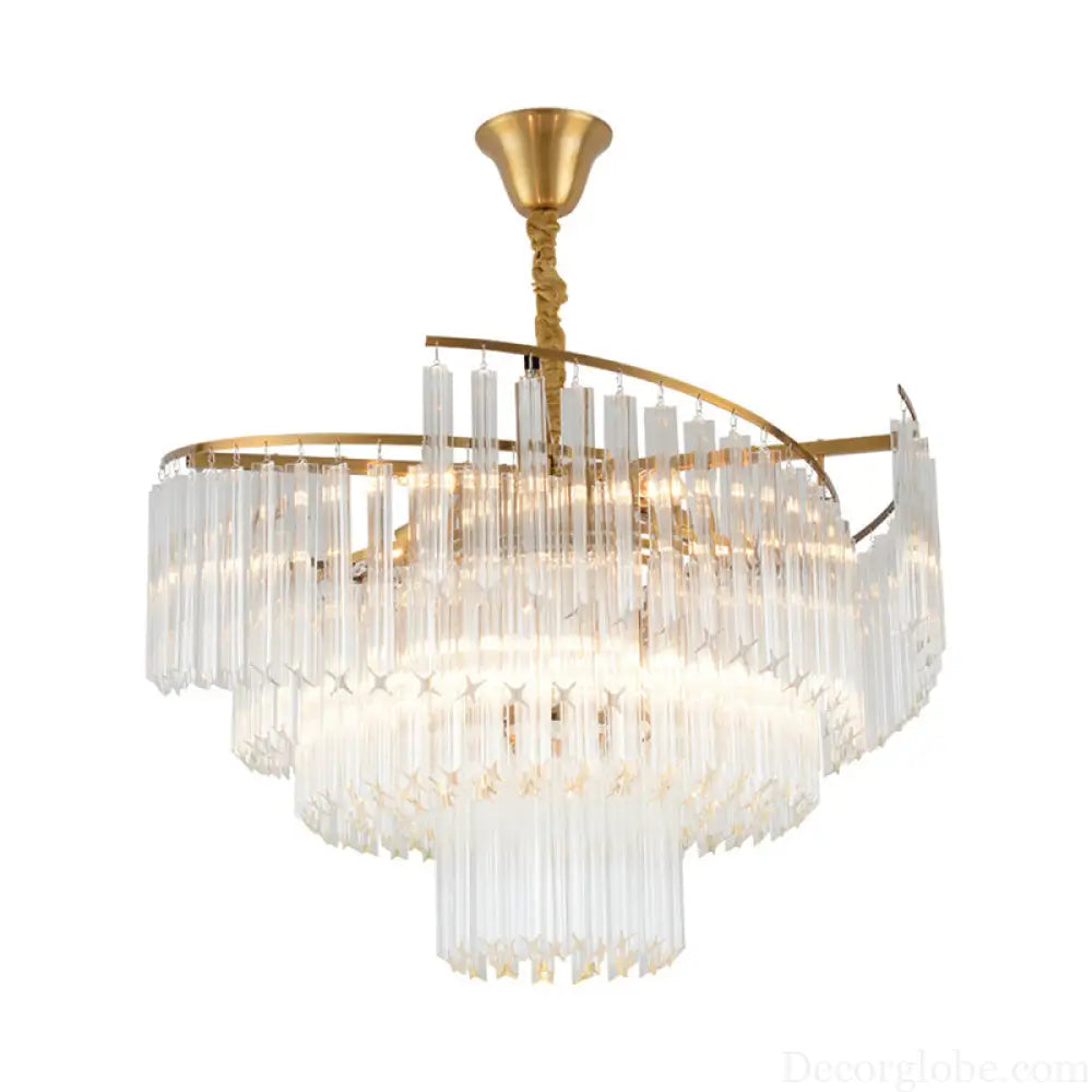 Vanessa Elegance Meets Sparkling Brilliance: The Clear Crystal Postmodern Gold Chandelier - DecorGlobe