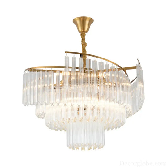 Vanessa Elegance Meets Sparkling Brilliance: The Clear Crystal Postmodern Gold Chandelier - DecorGlobe