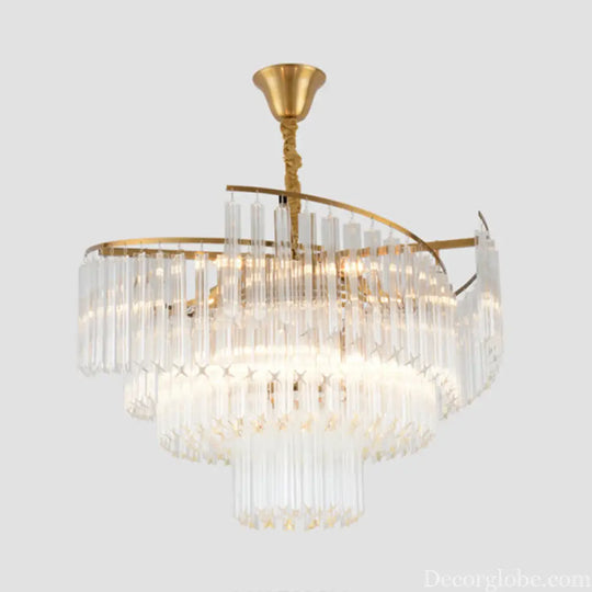 Vanessa Elegance Meets Sparkling Brilliance: The Clear Crystal Postmodern Gold Chandelier - DecorGlobe