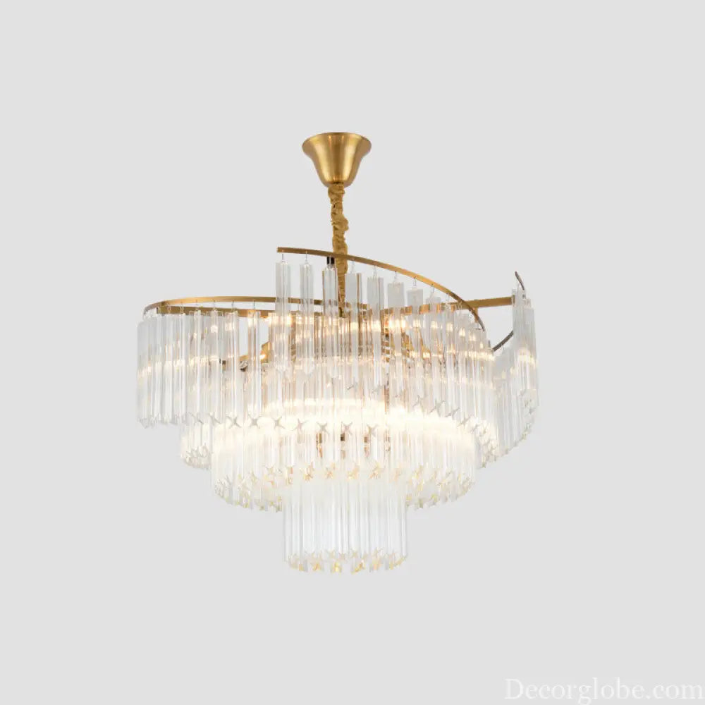 Vanessa Elegance Meets Sparkling Brilliance: The Clear Crystal Postmodern Gold Chandelier - DecorGlobe