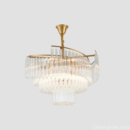Vanessa Elegance Meets Sparkling Brilliance: The Clear Crystal Postmodern Gold Chandelier - DecorGlobe