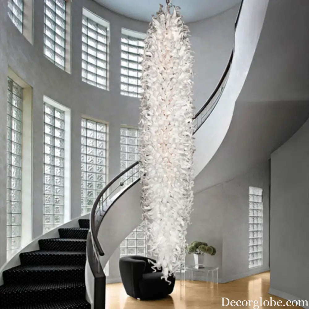 Very Large White Hand Blown Glass Chandelier for Living Room Chandelier