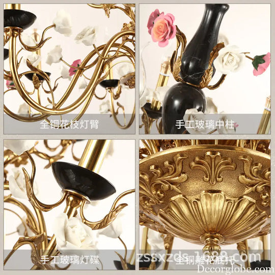 French style copper ceramic chandelier warm romantic dining room bedroom lamp European style villa living room duplex