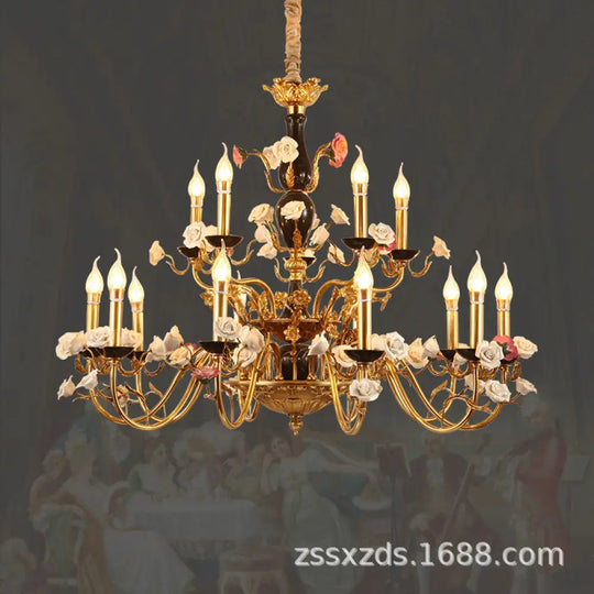 French style copper ceramic chandelier warm romantic dining room bedroom lamp European style villa living room duplex