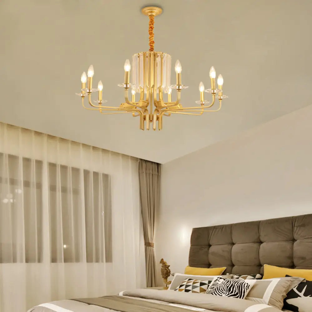 Vintage Brass Hanging Ceiling Light - 4/6/8 Lights with Crystal Deco 10 / Brass