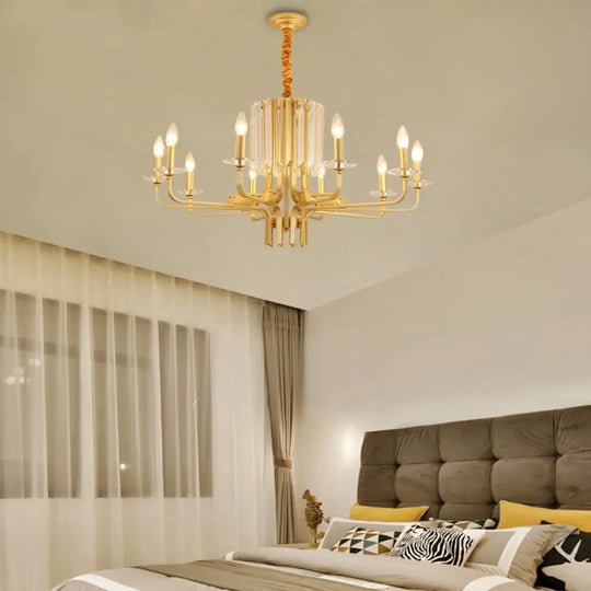 Vintage Brass Hanging Ceiling Light - 4/6/8 Lights with Crystal Deco 10 / Brass