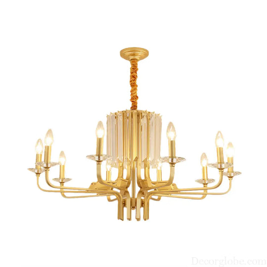 Vintage Brass Hanging Ceiling Light - 4/6/8 Lights with Crystal Deco