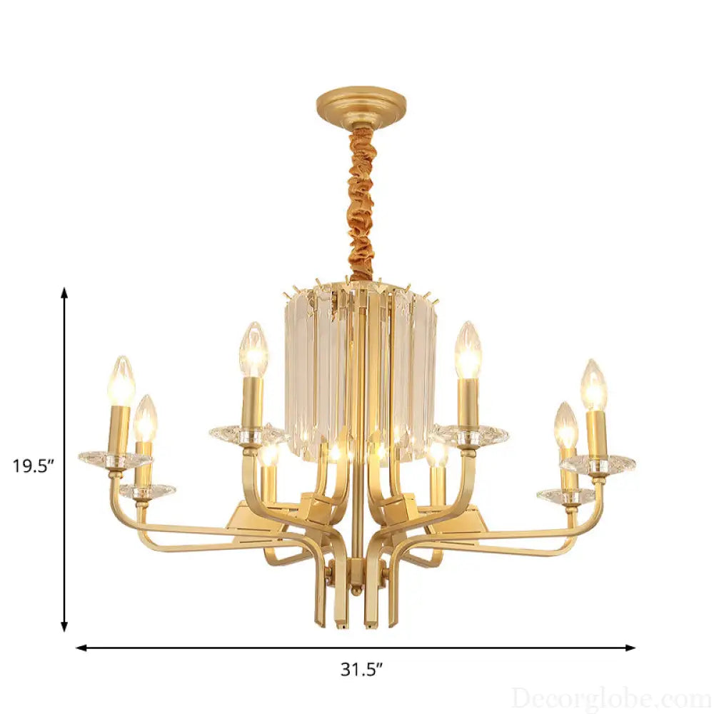 Vintage Brass Hanging Ceiling Light - 4/6/8 Lights with Crystal Deco