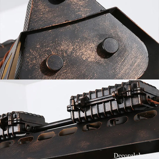 Metallic Train Chandelier with 3 Bulbs - Industrial Creative Hanging Light for Cottage Décor in Rust Rust