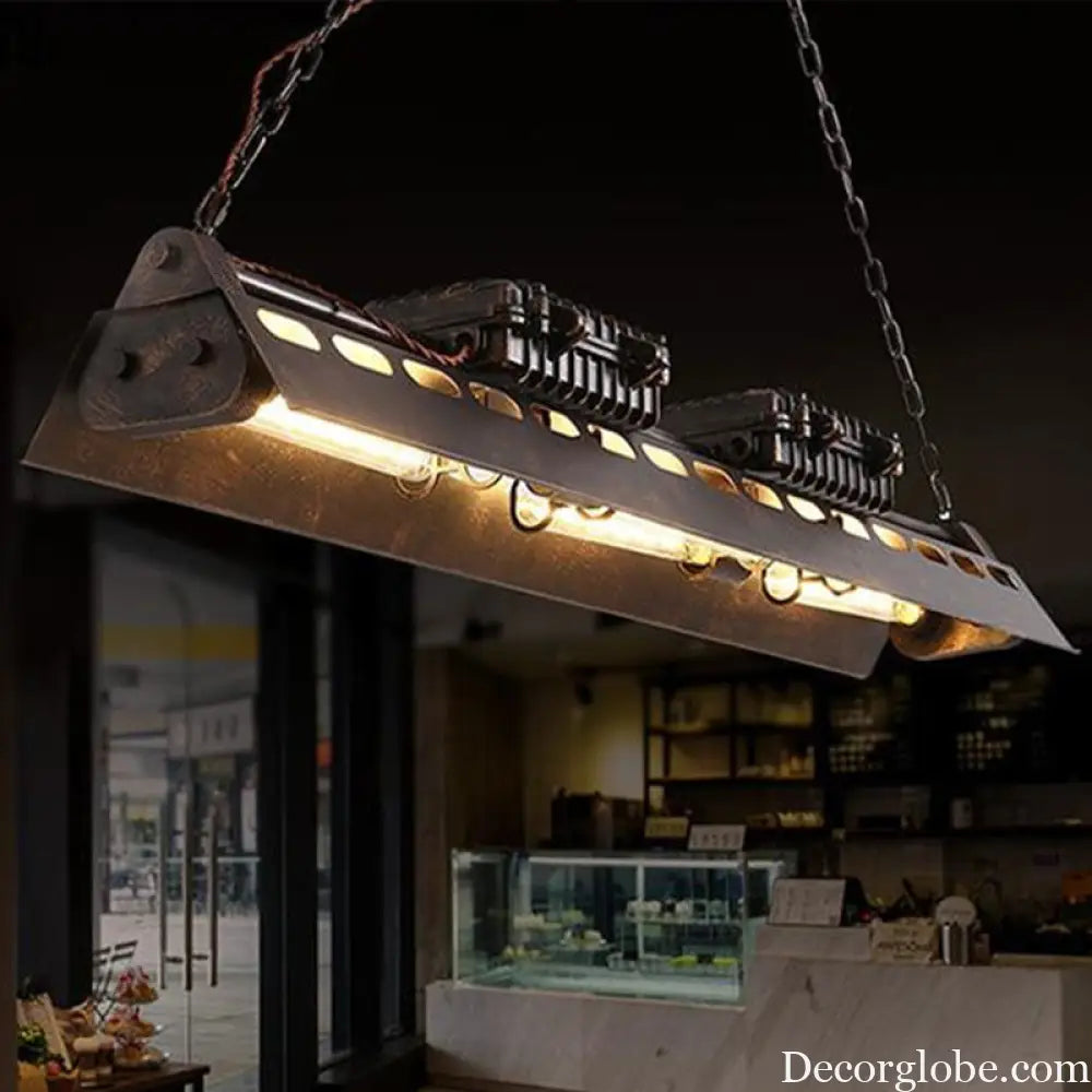 Metallic Train Chandelier with 3 Bulbs - Industrial Creative Hanging Light for Cottage Décor in Rust Rust