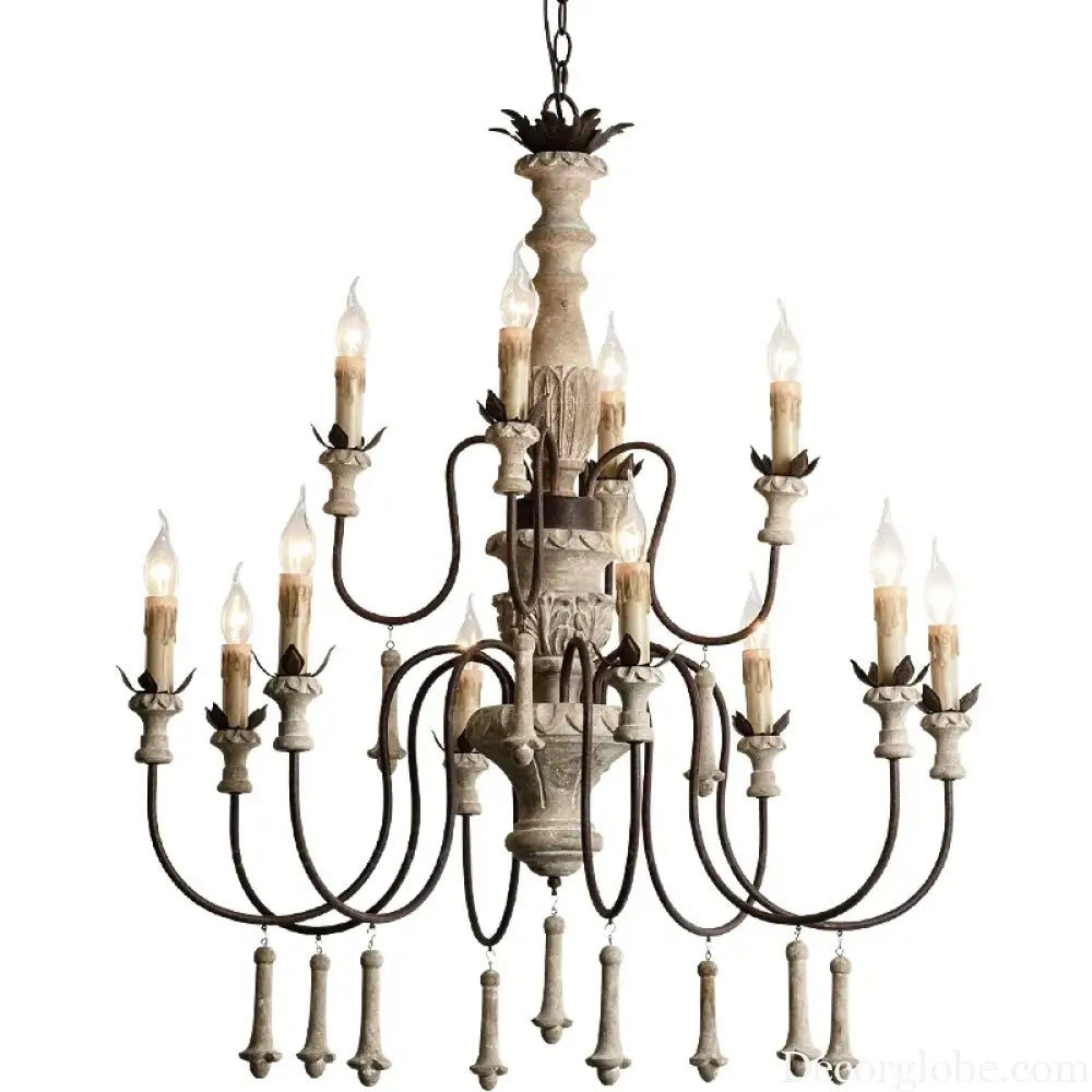 Vintage Wooden Foyer Chandelier for Living Room and Villa Lobby Chandelier