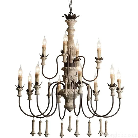 Vintage Wooden Foyer Chandelier for Living Room and Villa Lobby Chandelier