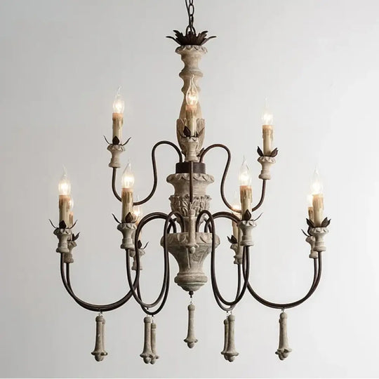 Vintage Wooden Foyer Chandelier for Living Room and Villa Lobby Chandelier