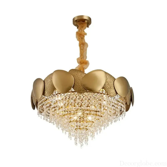 LED Tassels Crystal Chandelier - Modern Stainless Steel Gold Long/Round Pendant Light - DecorGlobe