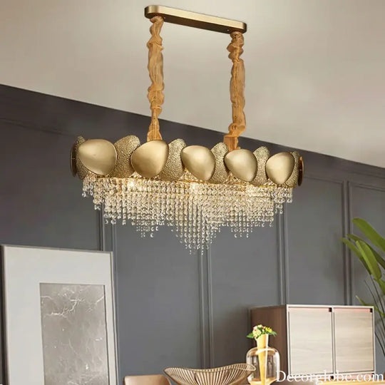 LED Tassels Crystal Chandelier - Modern Stainless Steel Gold Long/Round Pendant Light - DecorGlobe