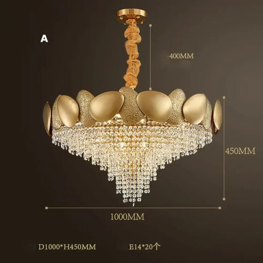 LED Tassels Crystal Chandelier - Modern Stainless Steel Gold Long/Round Pendant Light - DecorGlobe
