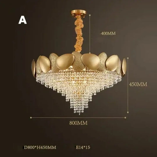 LED Tassels Crystal Chandelier - Modern Stainless Steel Gold Long/Round Pendant Light - DecorGlobe