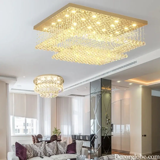 led crystal ceiling chandelier Rectangular living room light dining room bedroom study light Crystal cable light