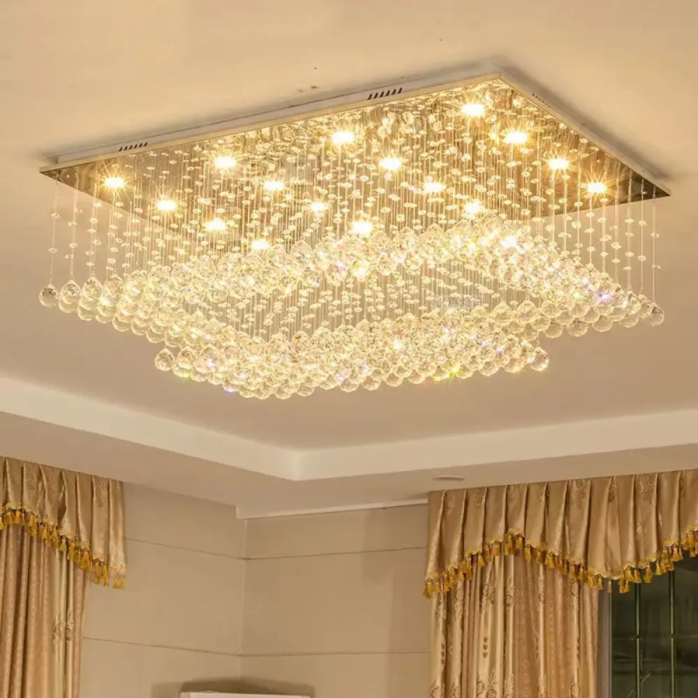 led crystal ceiling chandelier Rectangular living room light dining room bedroom study light Crystal cable light