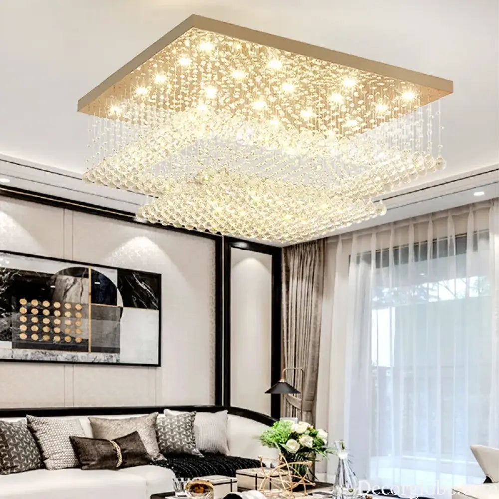led crystal ceiling chandelier Rectangular living room light dining room bedroom study light Crystal cable light