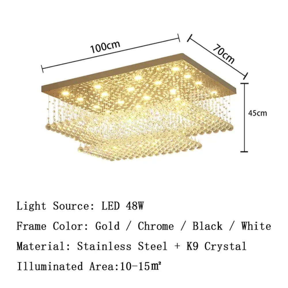 led crystal ceiling chandelier Rectangular living room light dining room bedroom study light Crystal cable light