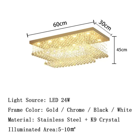 led crystal ceiling chandelier Rectangular living room light dining room bedroom study light Crystal cable light
