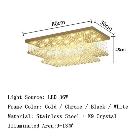 led crystal ceiling chandelier Rectangular living room light dining room bedroom study light Crystal cable light