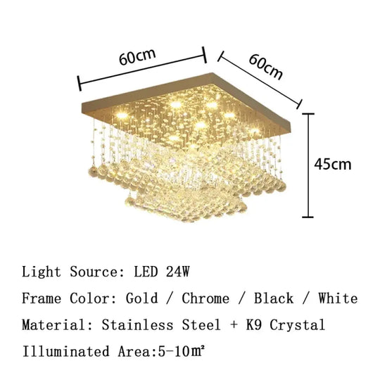 led crystal ceiling chandelier Rectangular living room light dining room bedroom study light Crystal cable light