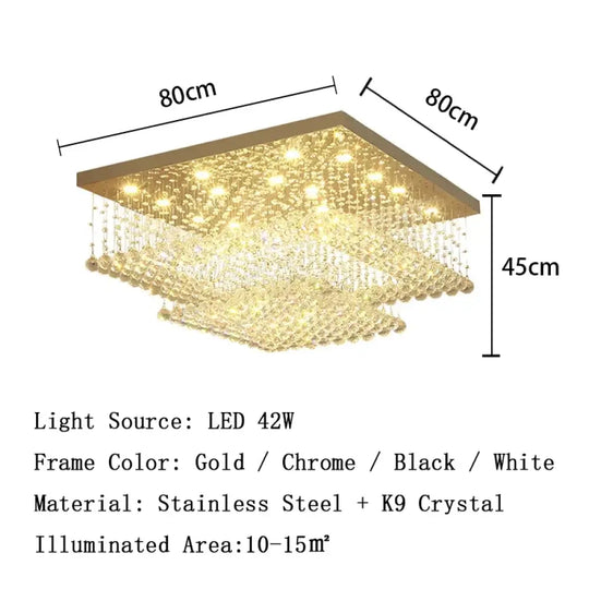 led crystal ceiling chandelier Rectangular living room light dining room bedroom study light Crystal cable light