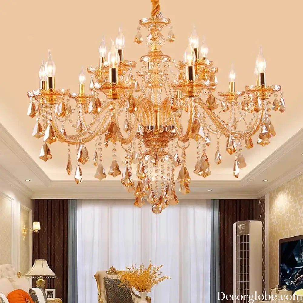 VIREON Cognac Crystal European-Style Chandelier Chandelier