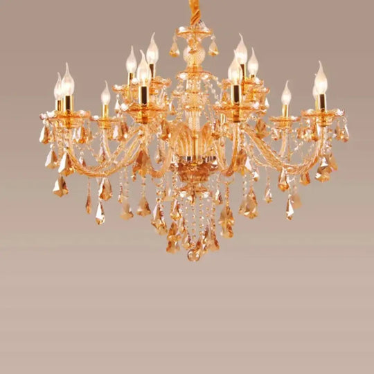 VIREON Cognac Crystal European-Style Chandelier 18 arms Amber / Neutral light Chandelier