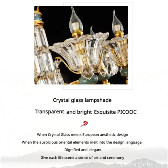 Vivienne French Copper Crystal Candle Chandelier Duplex Stair Pendant Light Chandelier