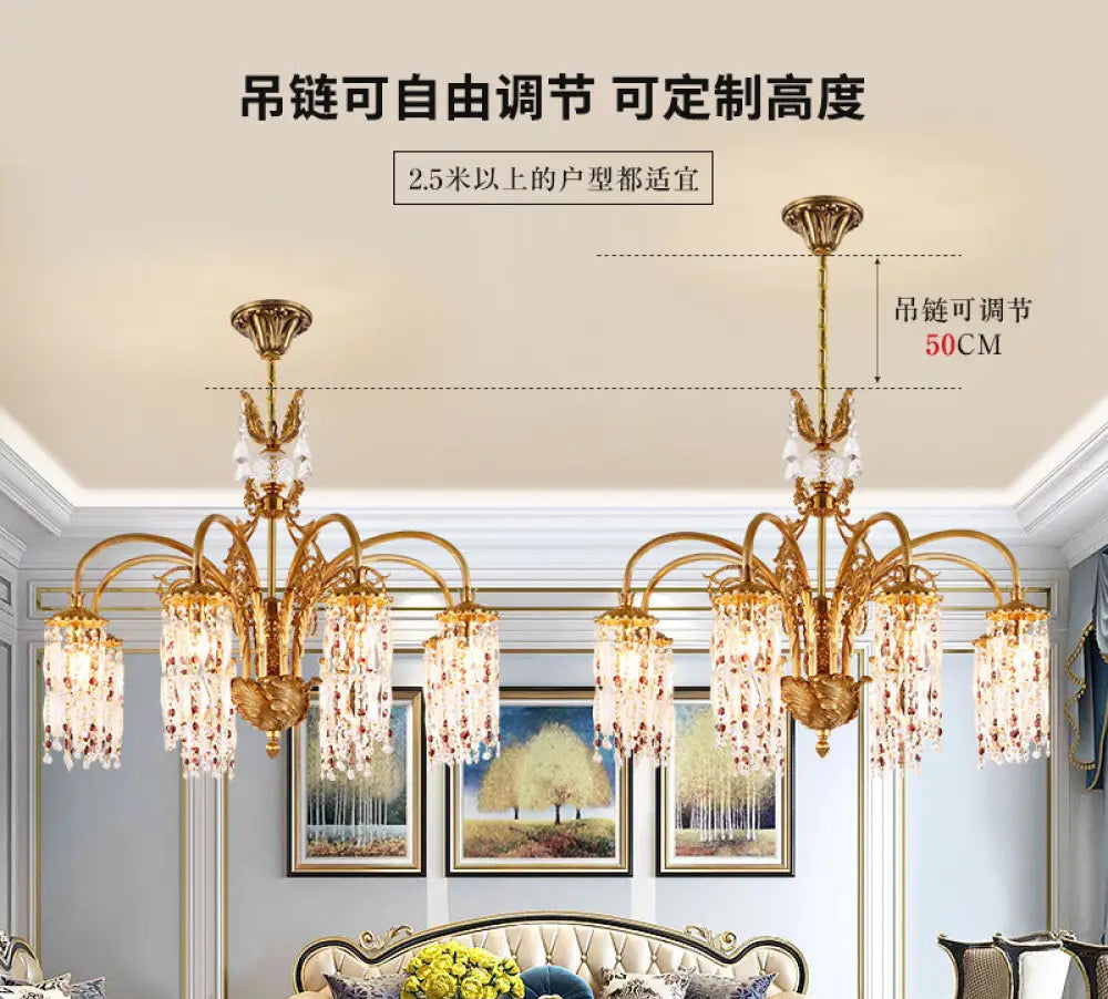 French style light luxury chandelier villa luxury atmosphere living room dining room bedroom lamp European retro