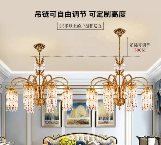 French style light luxury chandelier villa luxury atmosphere living room dining room bedroom lamp European retro