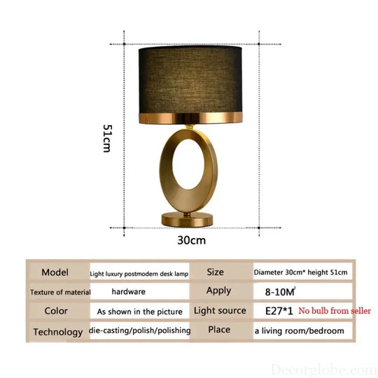 Élise European Metal Fabric Bedside Table Lamp E27 Modern Light