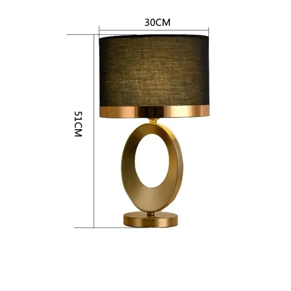 Élise European Metal Fabric Bedside Table Lamp E27 Modern Light - Black lampshade