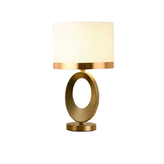 Élise European Metal Fabric Bedside Table Lamp E27 Modern Light - White lampshade