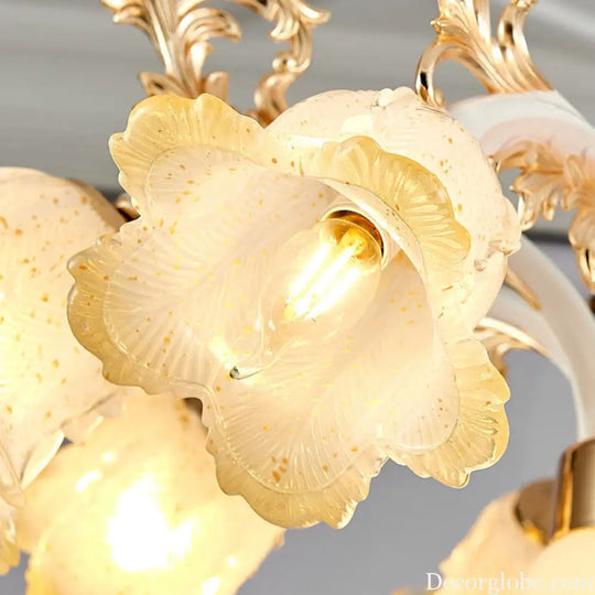 Minimal Frosted Glass Flower Ceiling Lamp - White Dining Room Chandelier