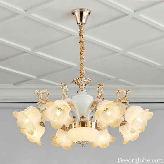 Minimal Frosted Glass Flower Ceiling Lamp - White Dining Room Chandelier