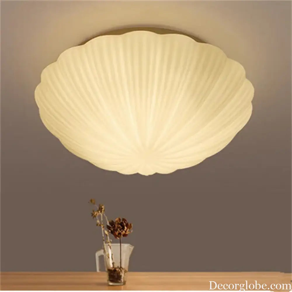 Home Deco Shell Shape E27 LED Bulb Ceiling Light Fixture Modern Brief Romantic Kids Bedroom White Glass Conch Ceiling